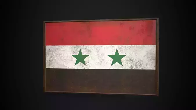 Old Picture Frame With Syria Flag - Game Ready PBR 