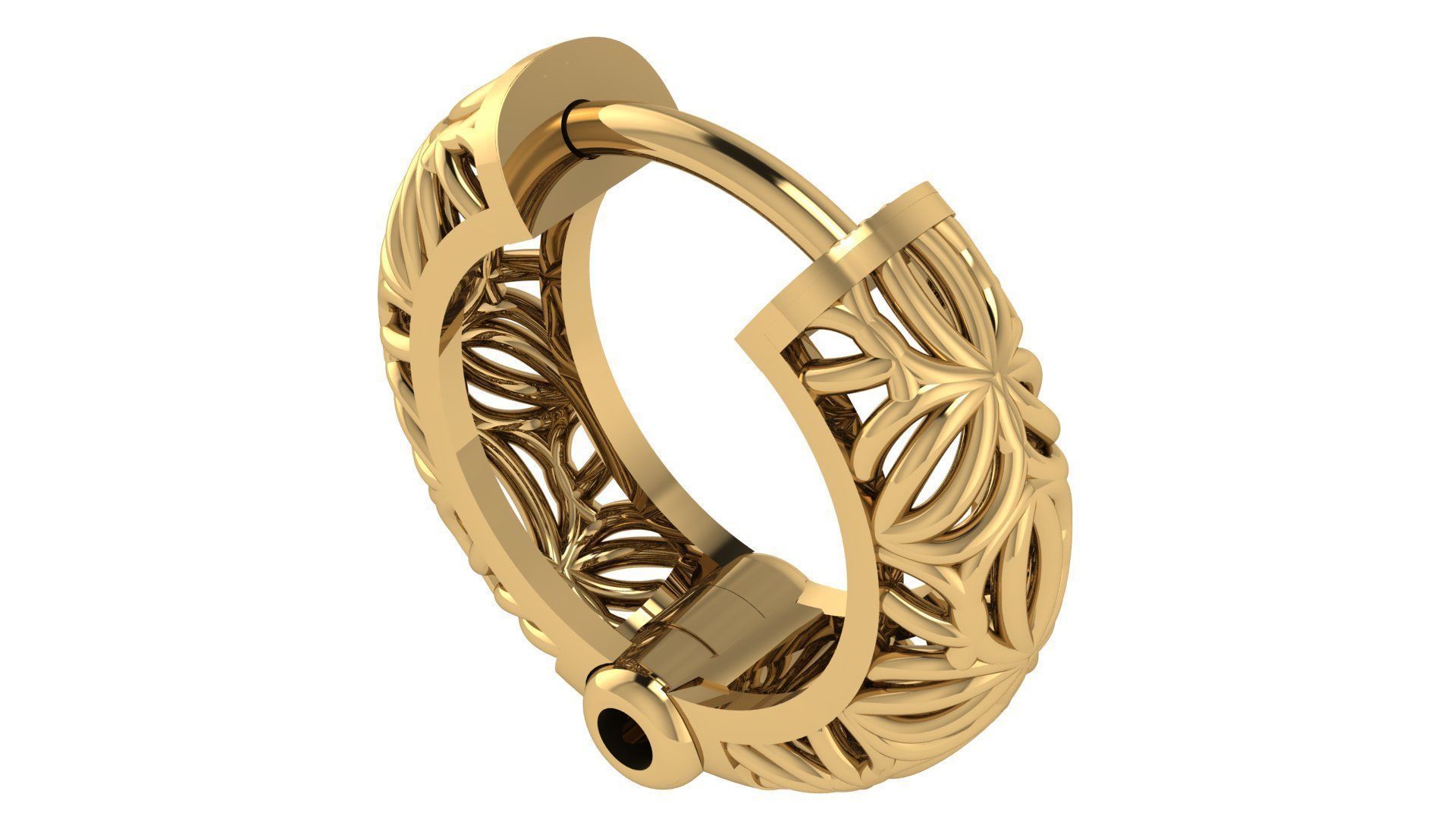 Wire Mesh Plain Gold Hoops Earrings 3D print model_1