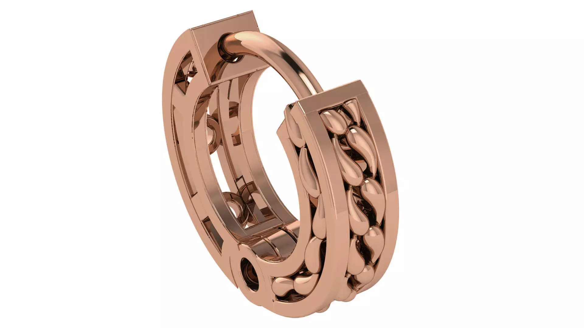 Wire Mesh Plain Gold Hoops Earrings 3D print model_0