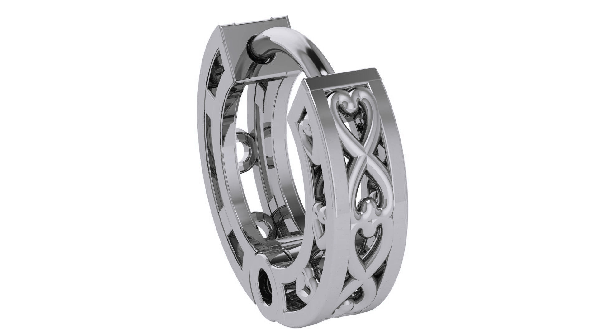 Wire Mesh Plain Gold Hoops Earrings 3D print model_2