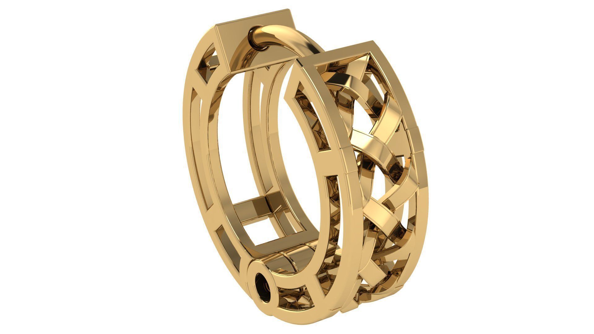 Wire Mesh Plain Gold Hoops Earrings 3D print model_1