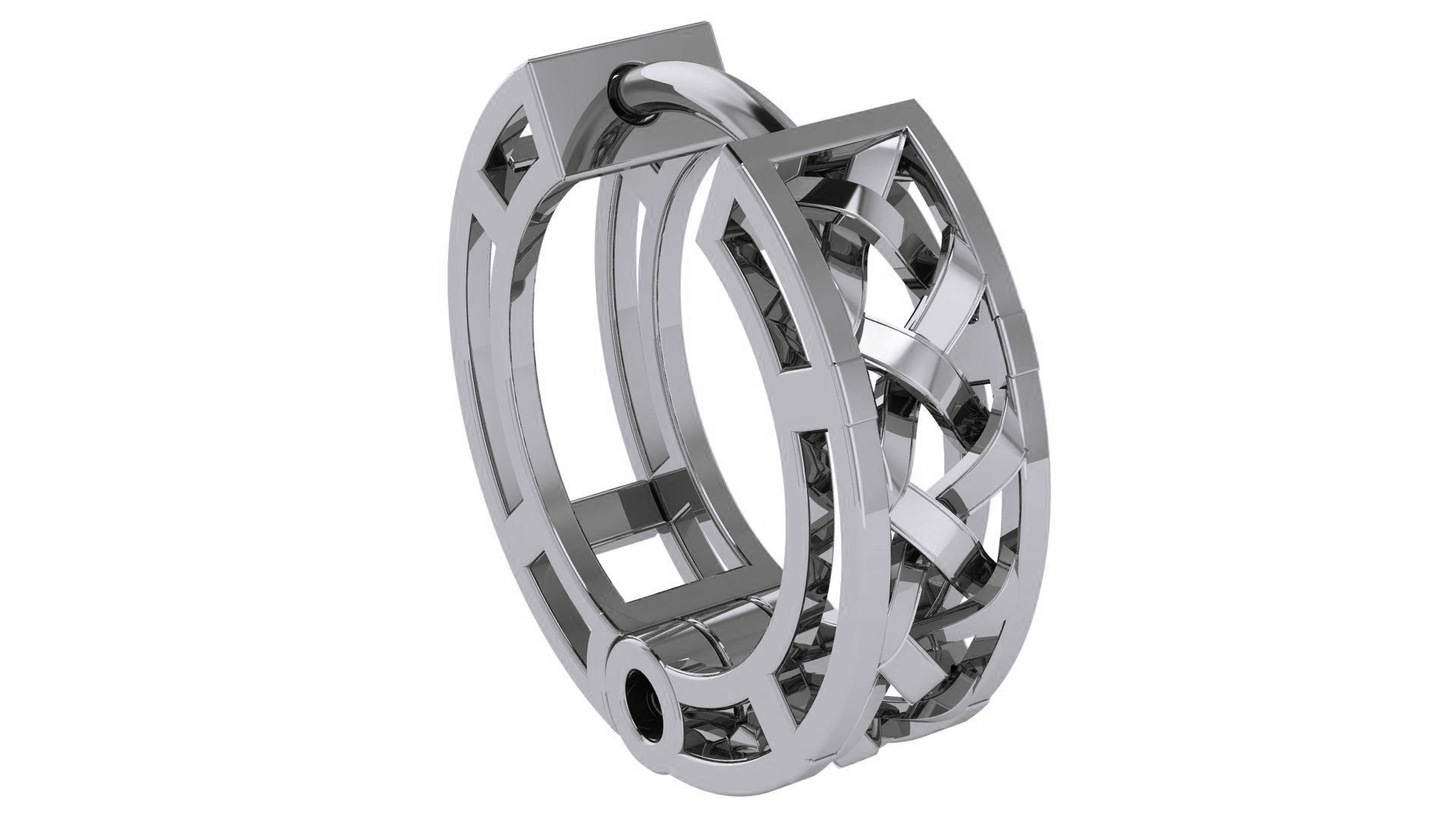 Wire Mesh Plain Gold Hoops Earrings 3D print model_2