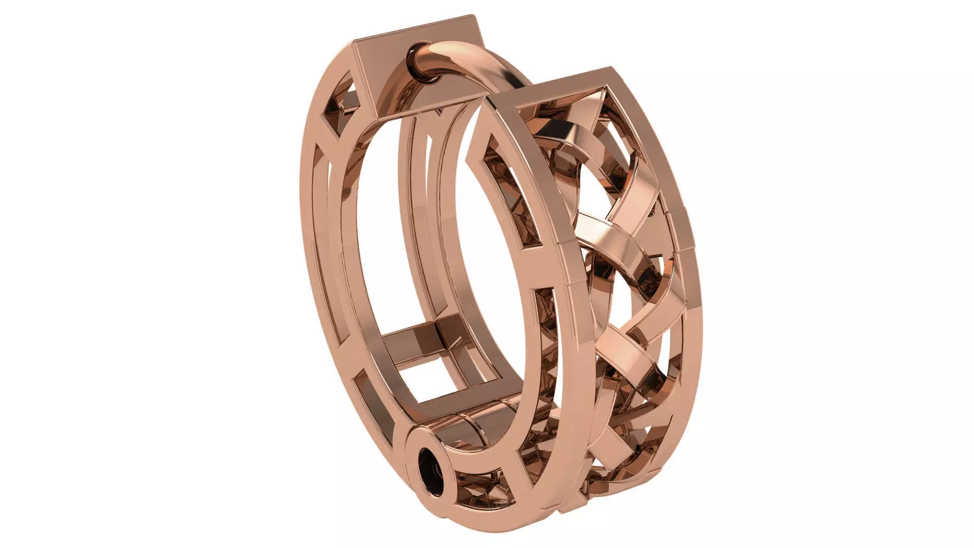 Wire Mesh Plain Gold Hoops Earrings 3D print model_0