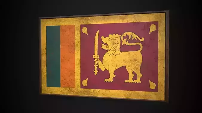 Old Picture Frame With  Sri Lanka Flag - Game Ready PBR