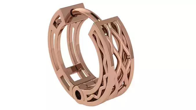 Wire Mesh Plain Gold Hoops Earrings