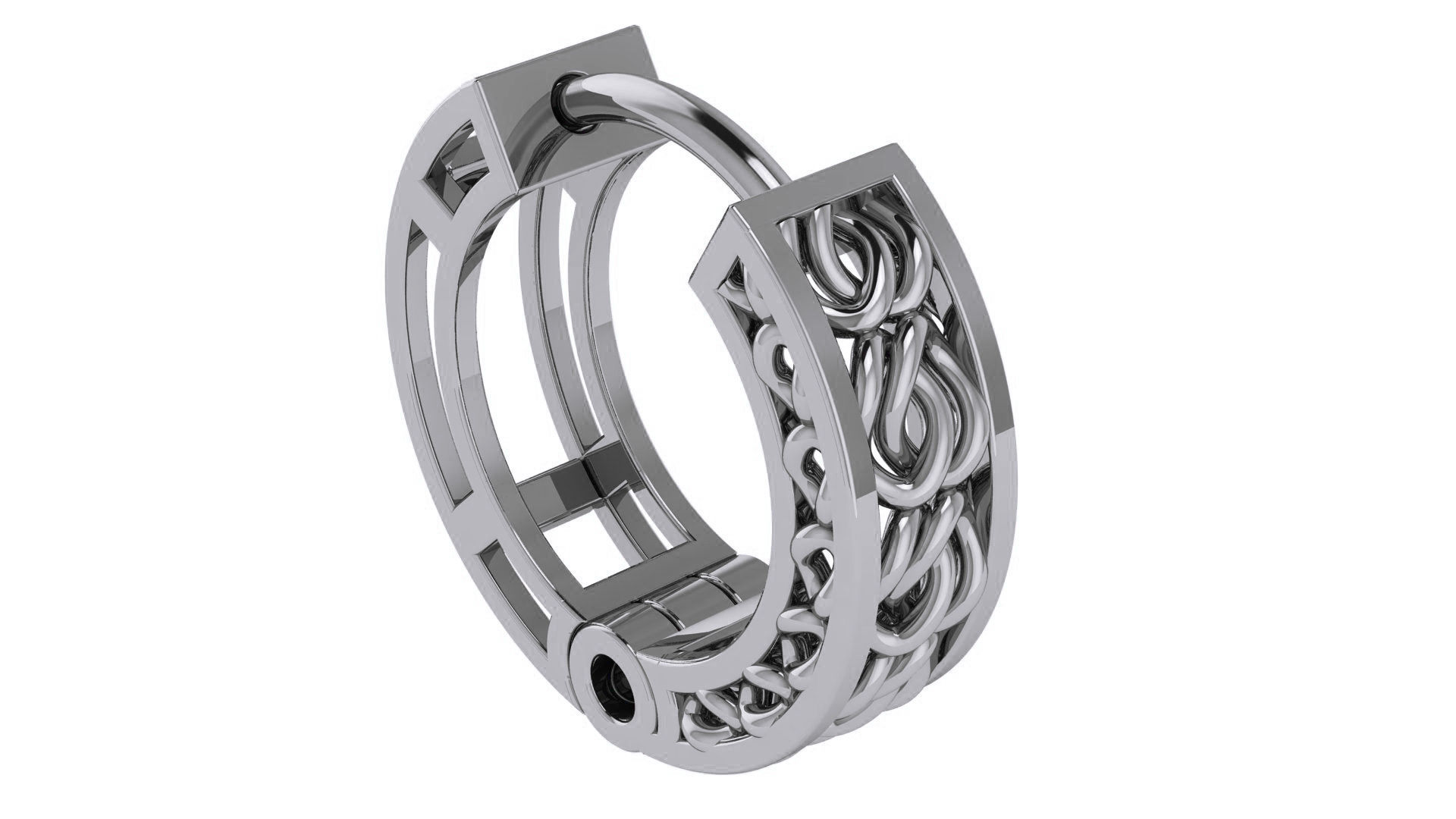 Wire Mesh Plain Gold Hoops Earrings 3D print model_2