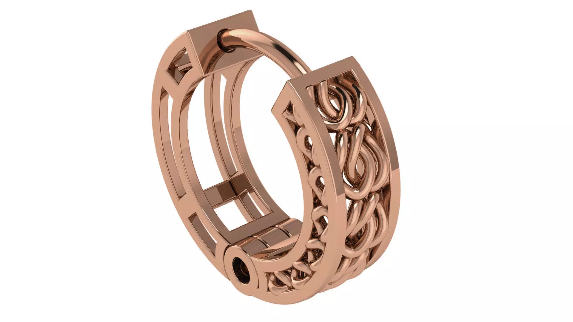 Wire Mesh Plain Gold Hoops Earrings 3D print model_0