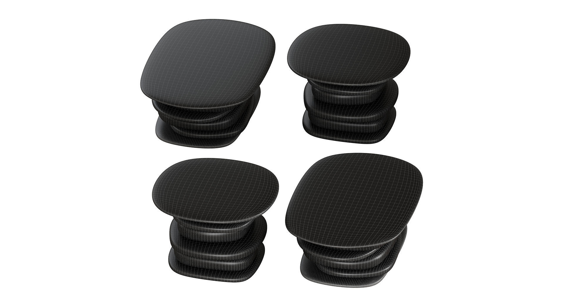 Set of metal and wood coffee tables 3D model_10