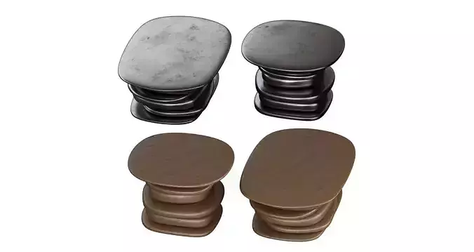 Set of metal and wood coffee tables 3D model