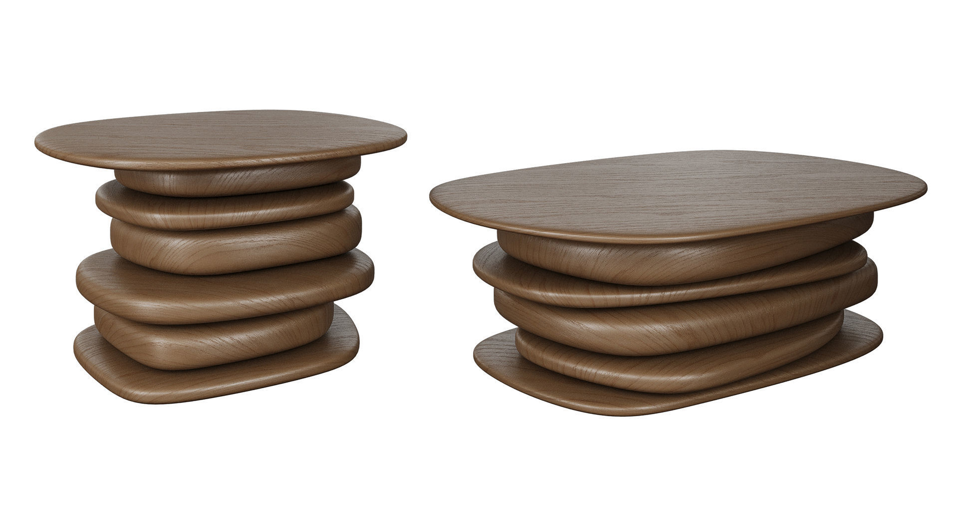Set of metal and wood coffee tables 3D model_4