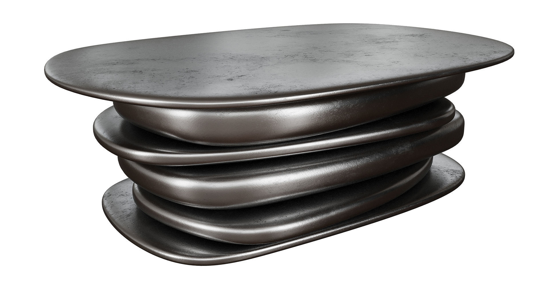 Set of metal and wood coffee tables 3D model_6