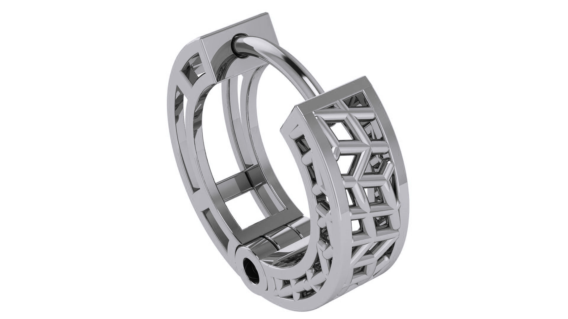 Wire Mesh Plain Gold Hoops Earrings 3D print model_2