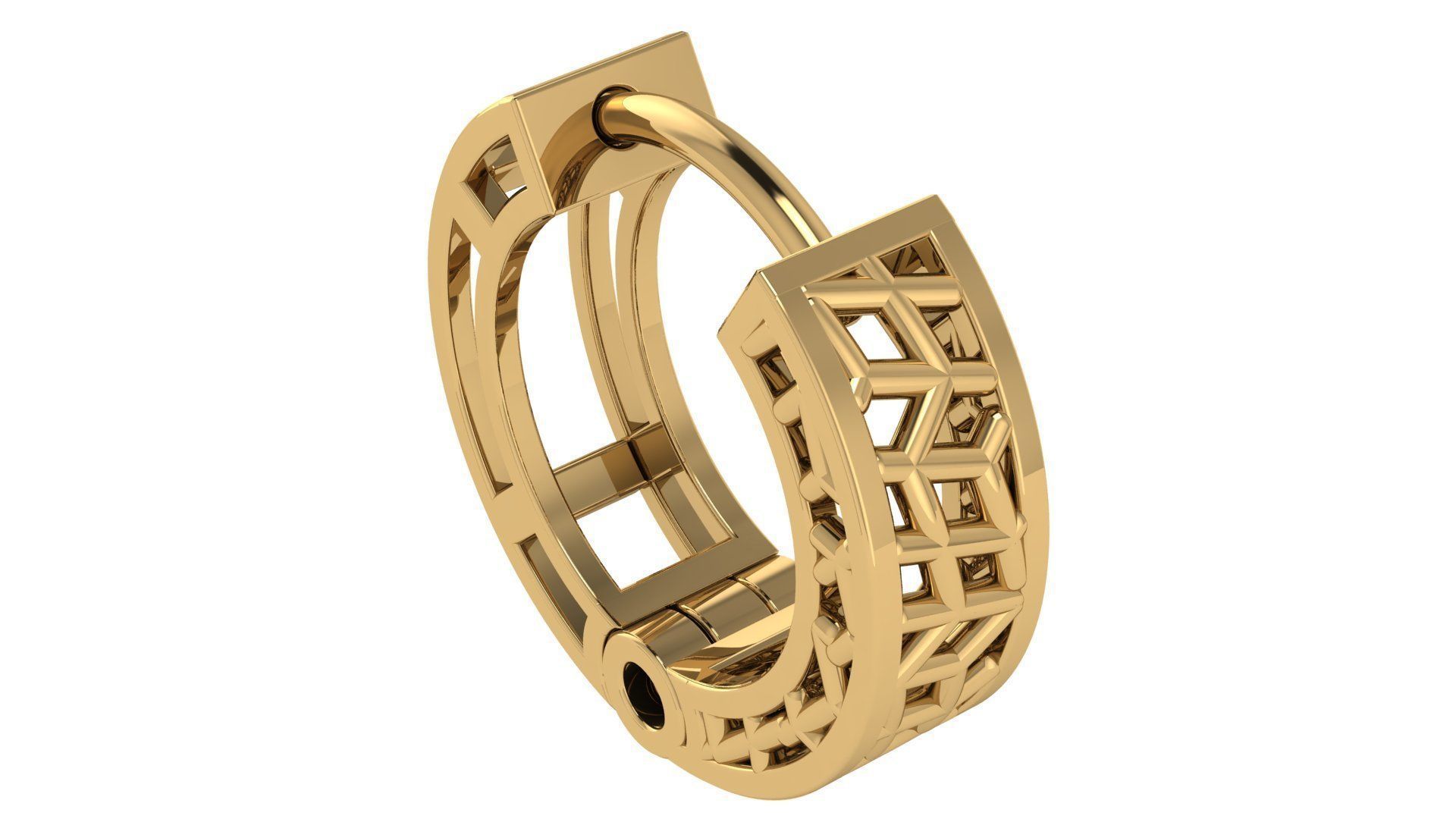 Wire Mesh Plain Gold Hoops Earrings 3D print model_1