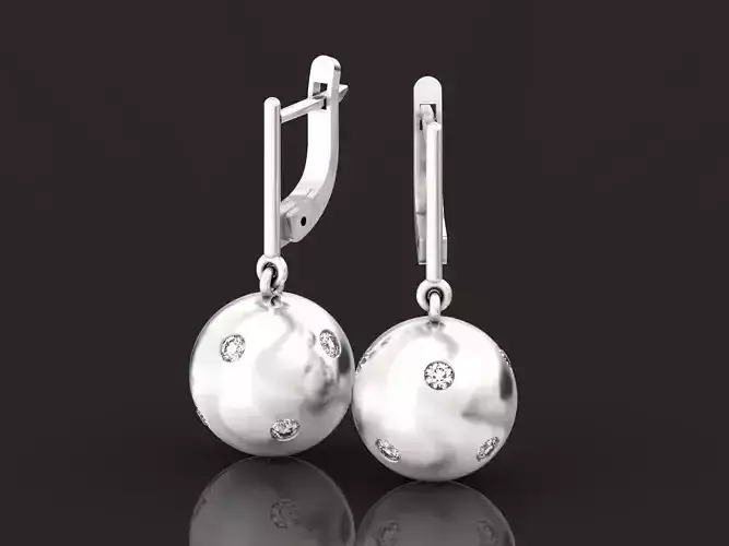 Sphere Ball Dangle Earrings diamond 1257