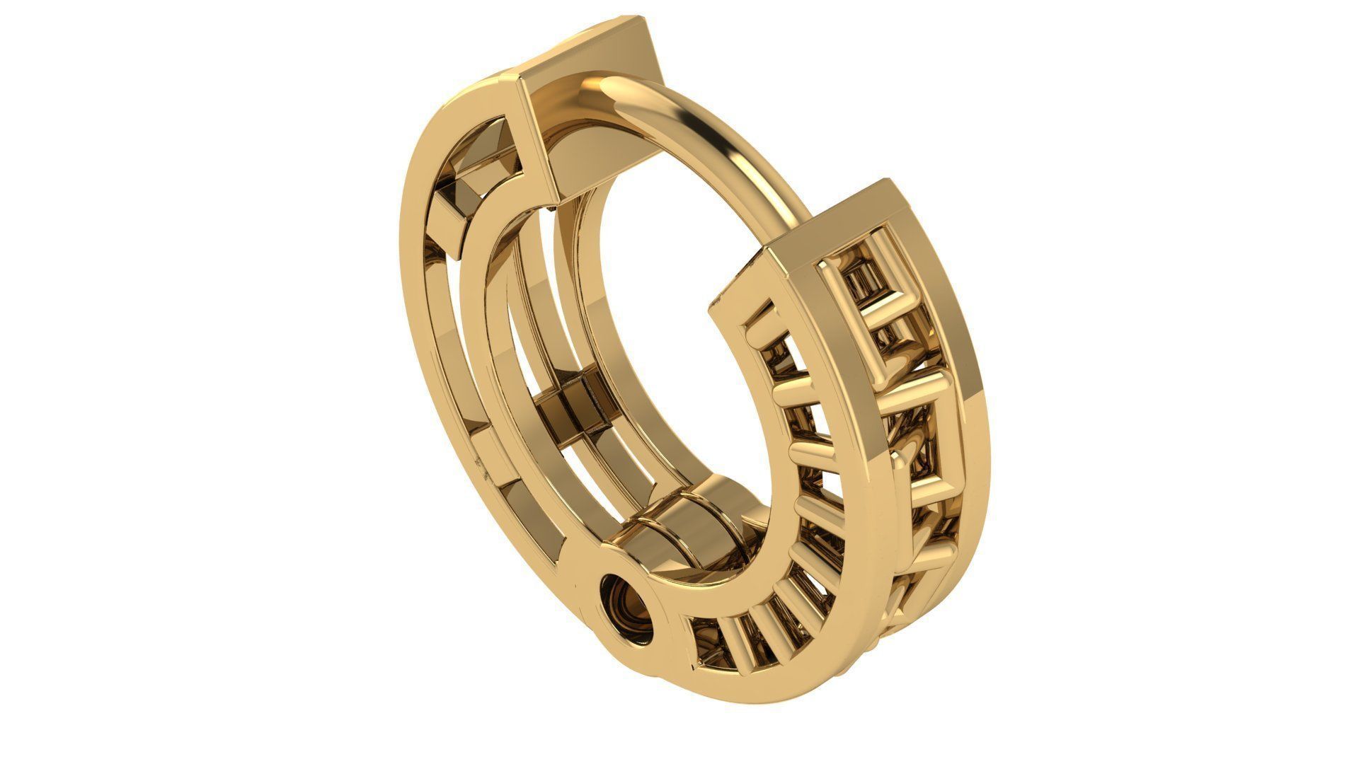 Wire Mesh Plain Gold Hoops Earrings 3D print model_1