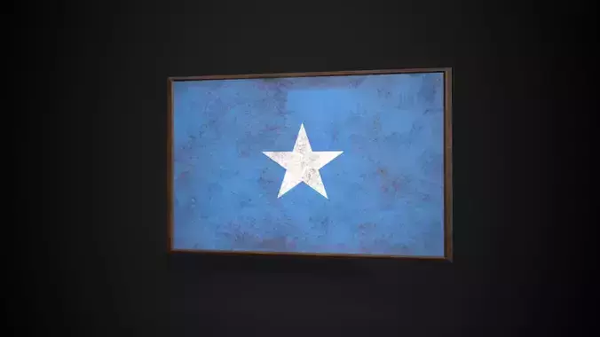 Old Picture Frame With Somalia Flag - Game Ready PBR 
