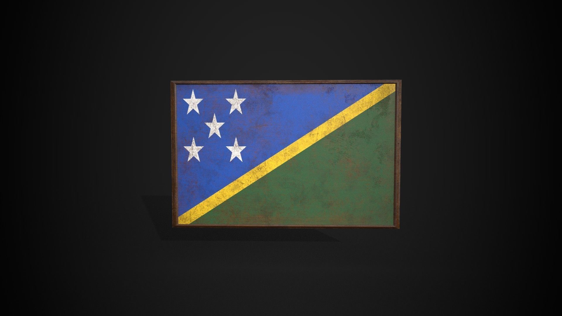 Old Picture Frame With Solomon Islands Flag - Game Ready PBR  Low-poly 3D model_2