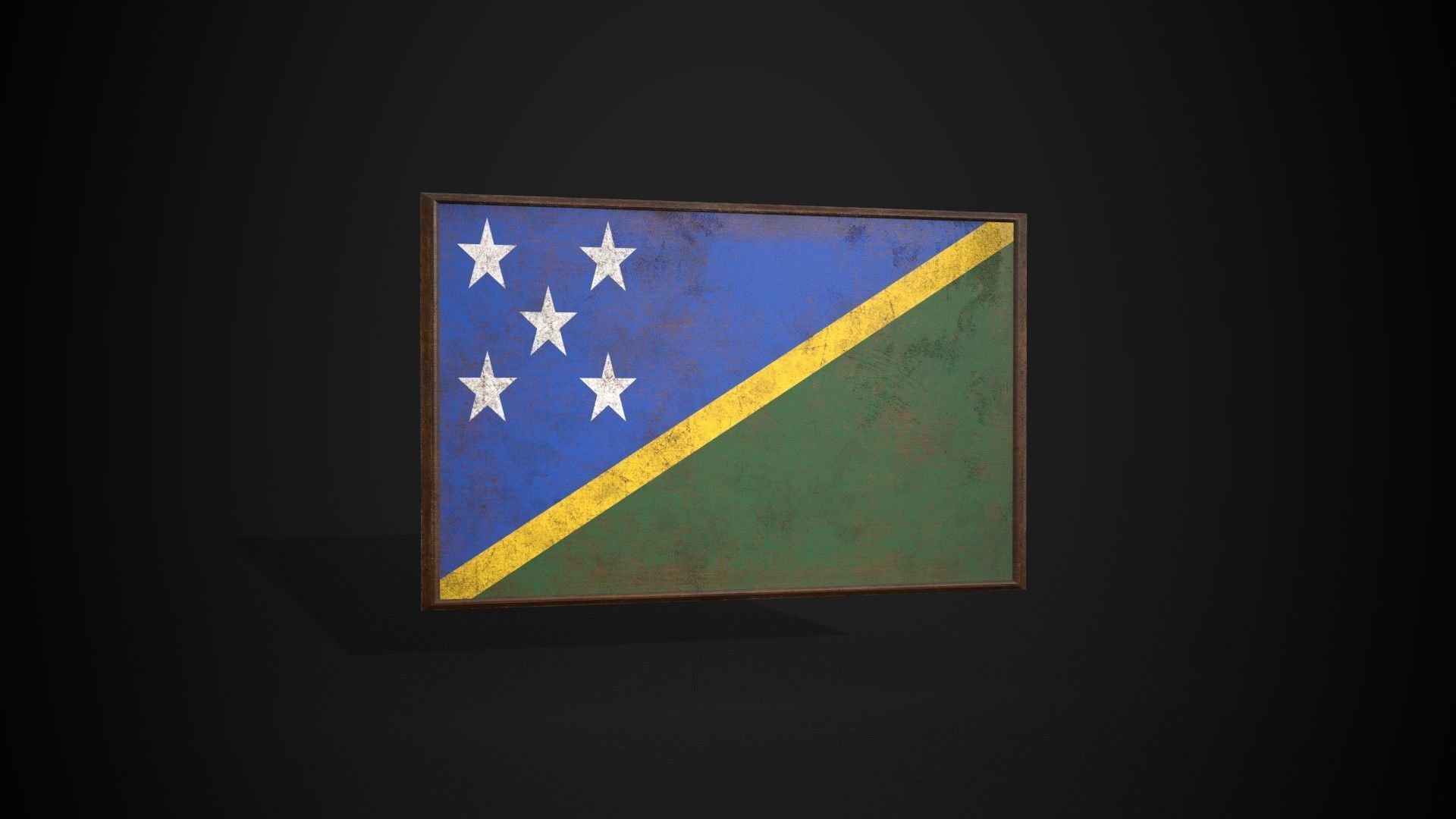 Old Picture Frame With Solomon Islands Flag - Game Ready PBR  Low-poly 3D model_3