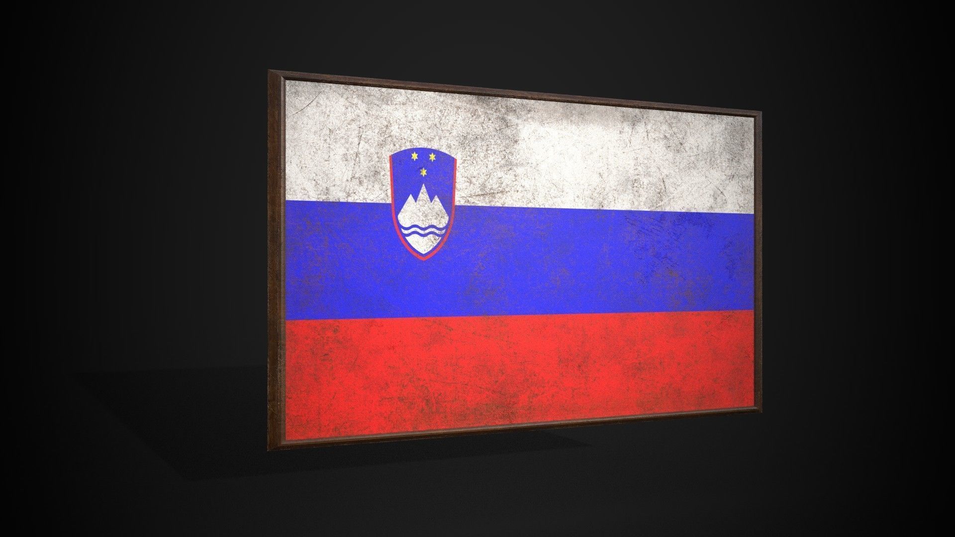 Old Picture Frame With Slovenia Flag - Game Ready PBR Low-poly 3D model_1