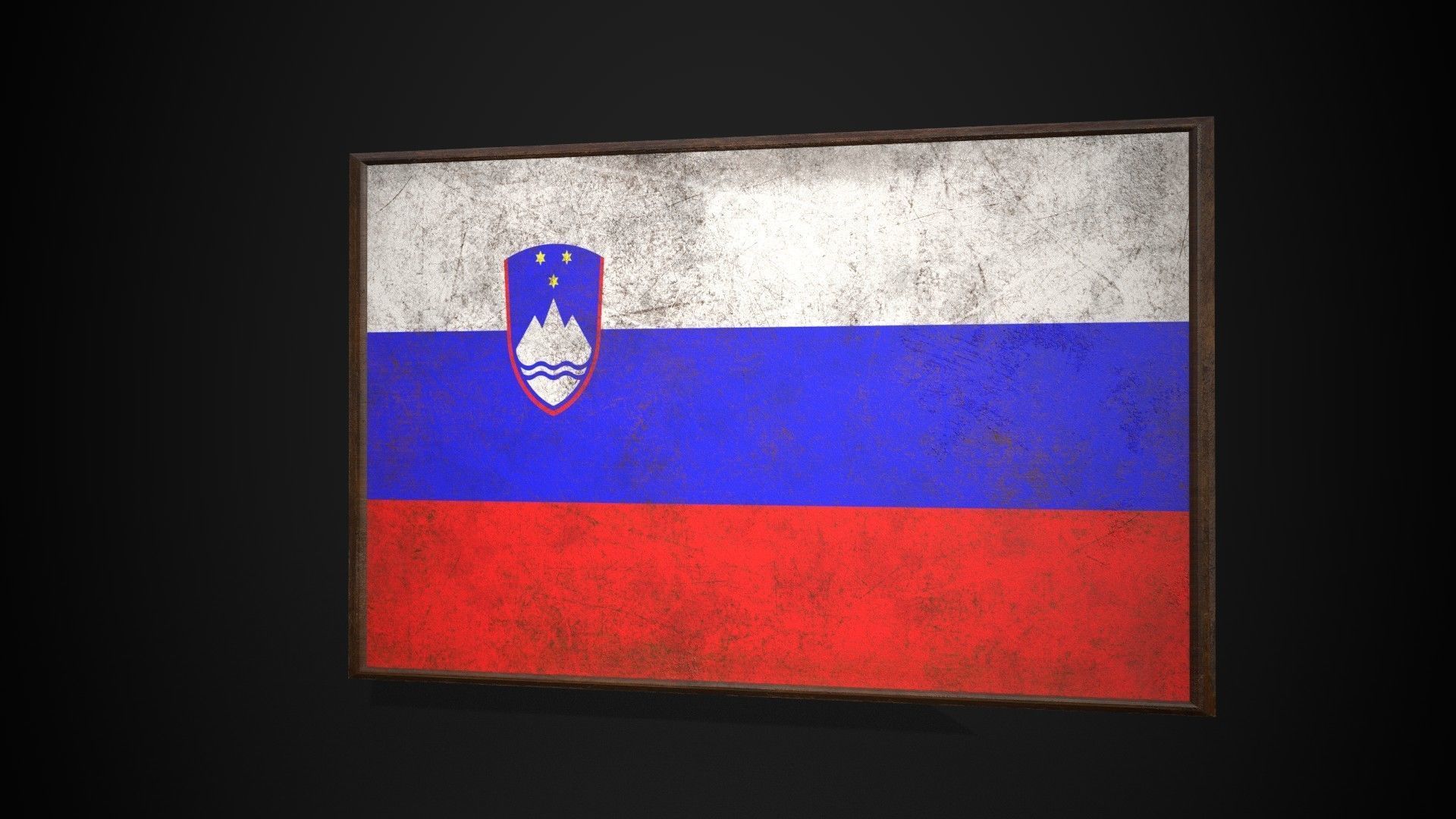 Old Picture Frame With Slovenia Flag - Game Ready PBR Low-poly 3D model_3