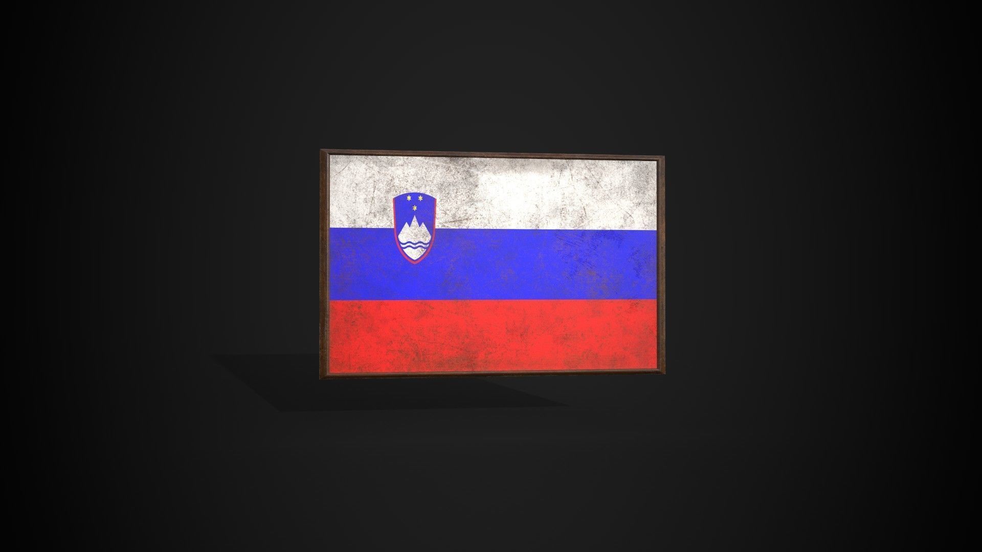 Old Picture Frame With Slovenia Flag - Game Ready PBR Low-poly 3D model_4