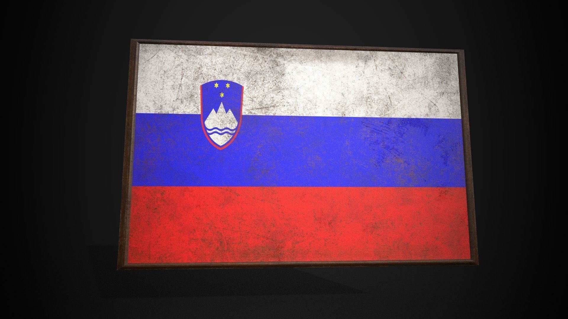 Old Picture Frame With Slovenia Flag - Game Ready PBR Low-poly 3D model_2