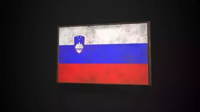 Old Picture Frame With Slovenia Flag - Game Ready PBR 