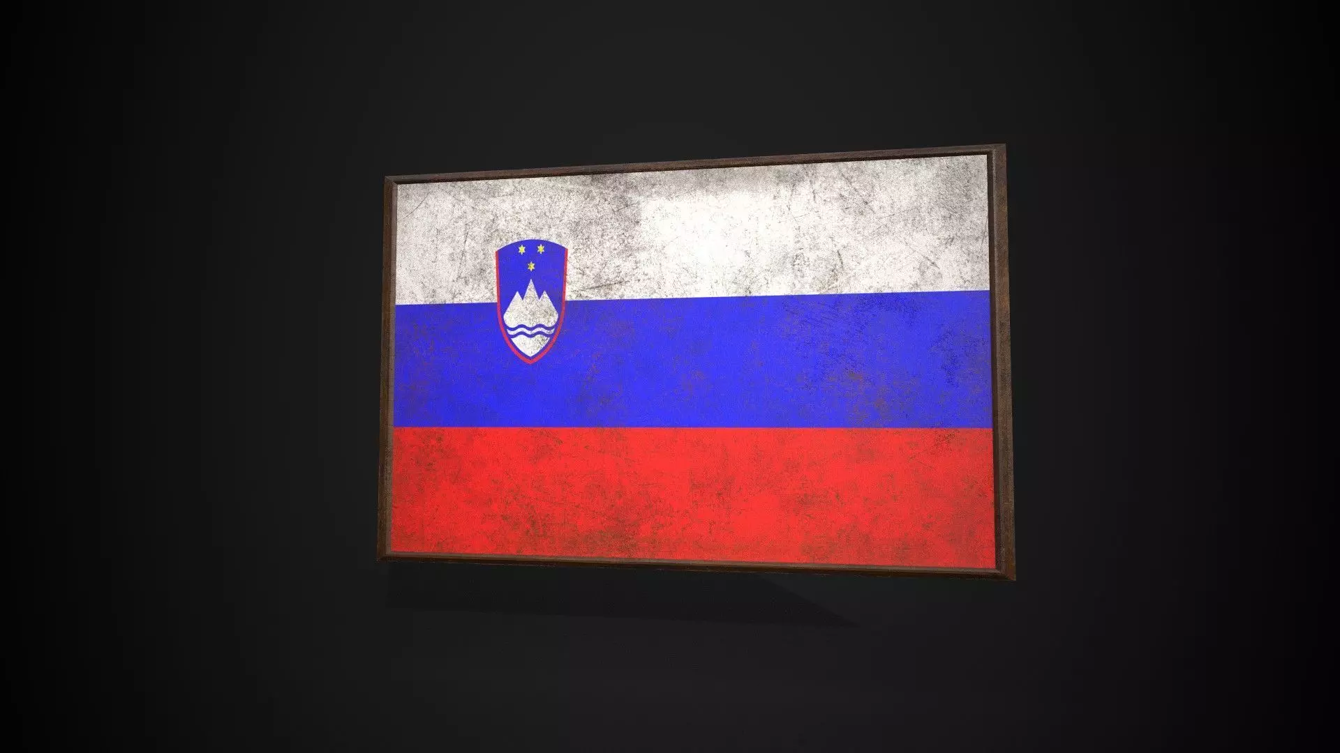 Old Picture Frame With Slovenia Flag - Game Ready PBR Low-poly 3D model_0