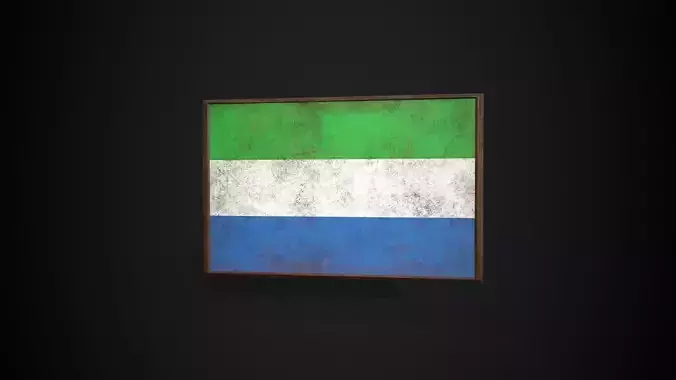 Old Picture Frame With  Sierra Leone Flag - Game Ready PBR   