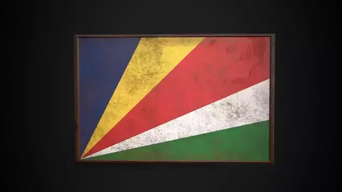 Old Picture Frame With  SeychellesFlag - Game Ready PBR   