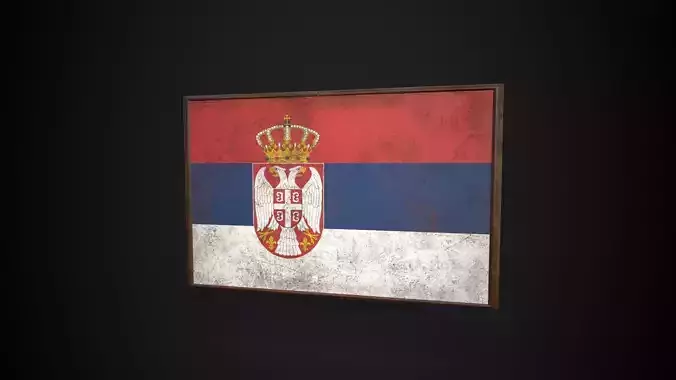 Old Picture Frame With  Serbia Flag - Game Ready PBR   