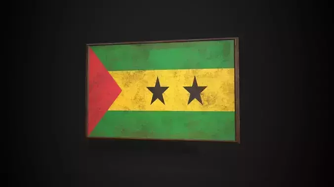 Old Picture Frame With Sao Tome and Principe Flag - Game Ready