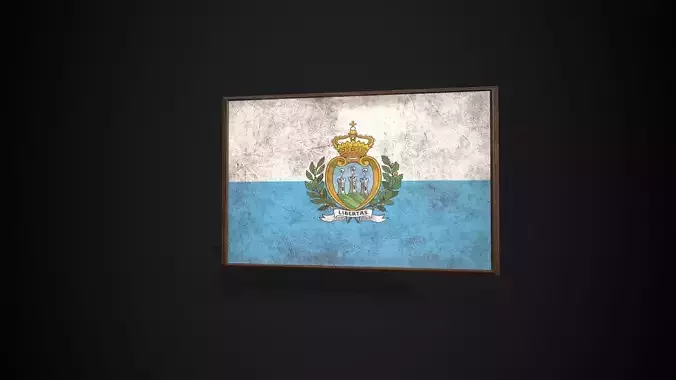 Old Picture Frame With San Marino Flag - Game Ready PBR    