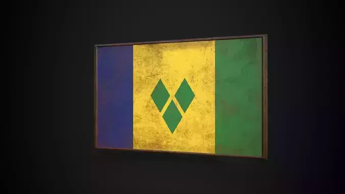 Old Picture Frame With Saint Vincent and the Grenadines Flag
