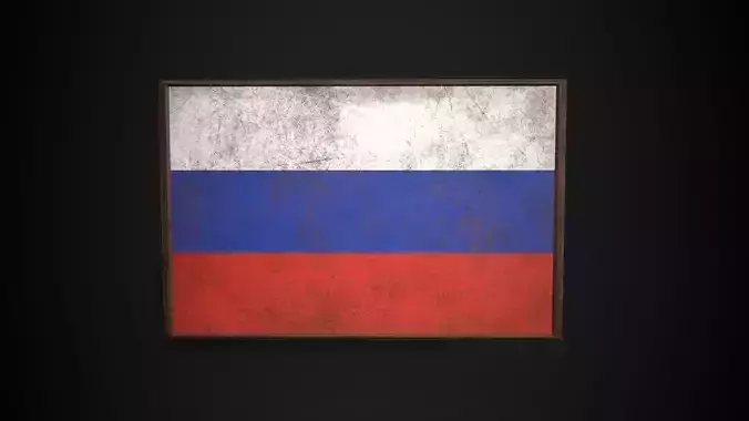 Old Picture Frame With Russia Flag - Game Ready PBR 