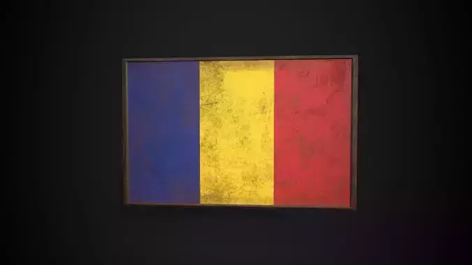 Old Picture Frame With Romania Flag - Game Ready PBR  