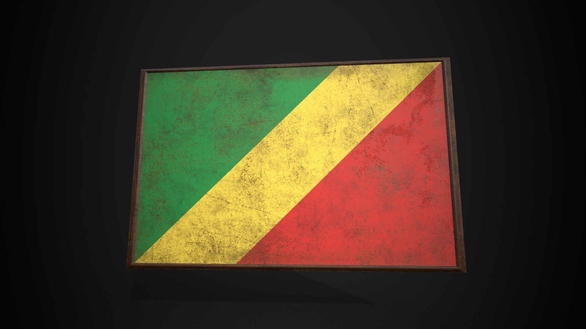 Old Picture Frame With Republic of the Congo Flag - Game Ready Low-poly 3D model_1