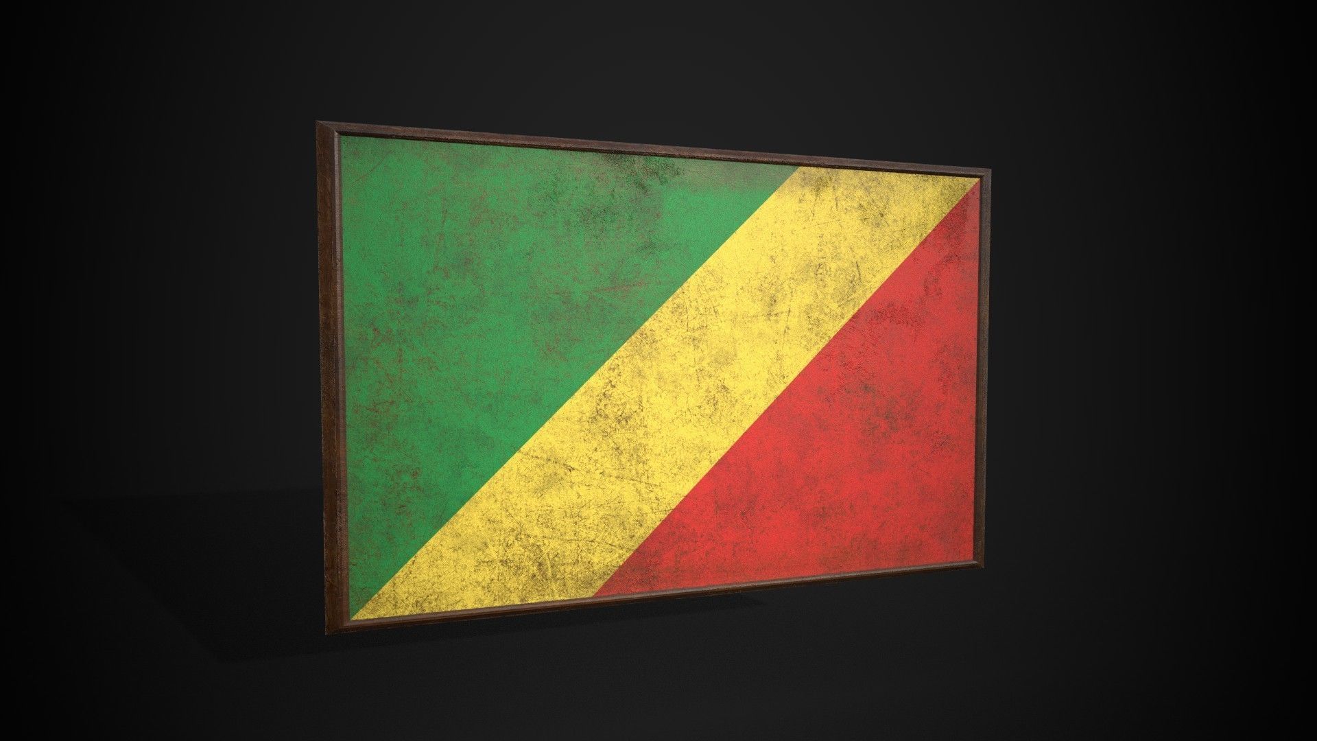 Old Picture Frame With Republic of the Congo Flag - Game Ready Low-poly 3D model_4