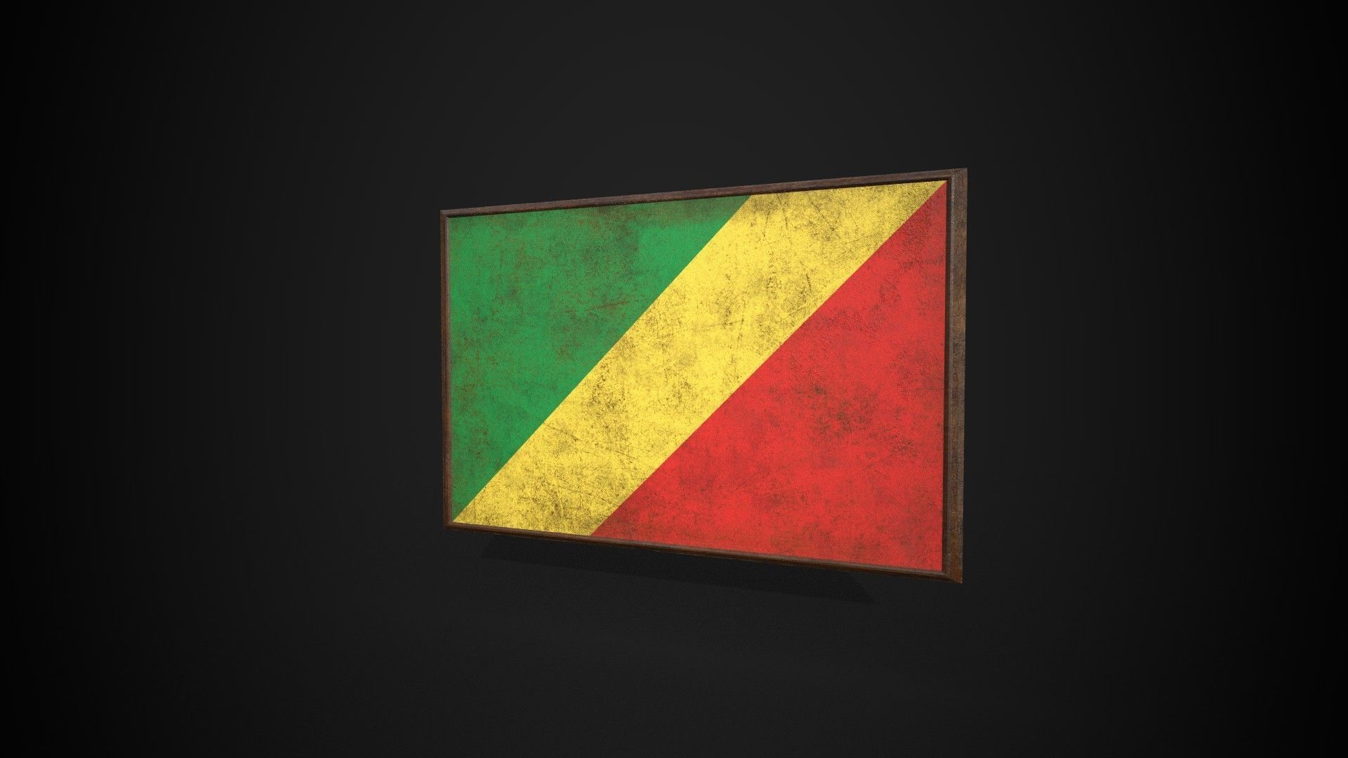 Old Picture Frame With Republic of the Congo Flag - Game Ready Low-poly 3D model_2