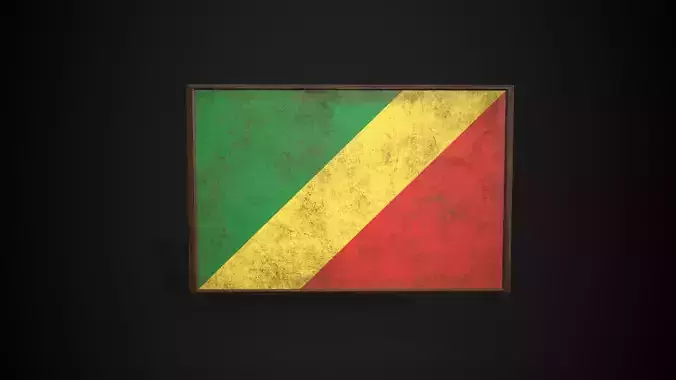Old Picture Frame With Republic of the Congo Flag - Game Ready 