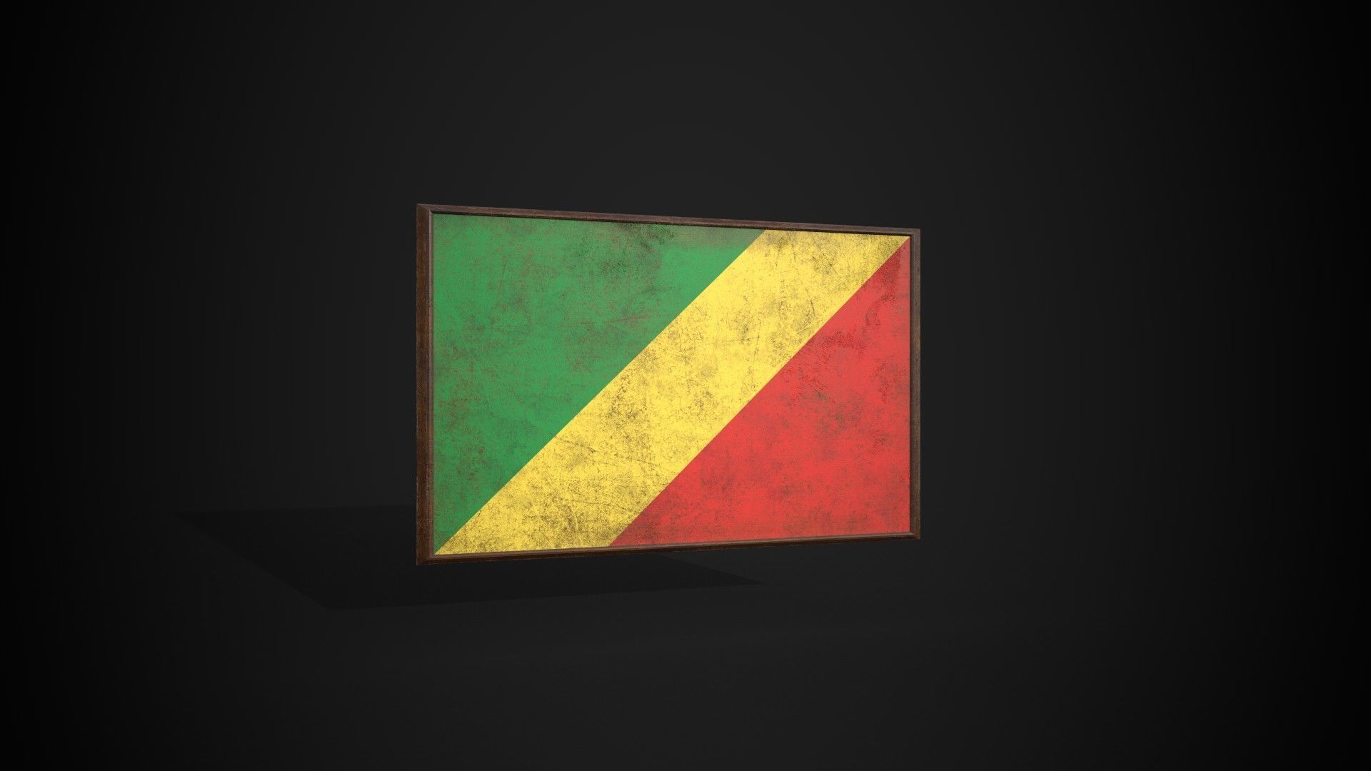 Old Picture Frame With Republic of the Congo Flag - Game Ready Low-poly 3D model_3
