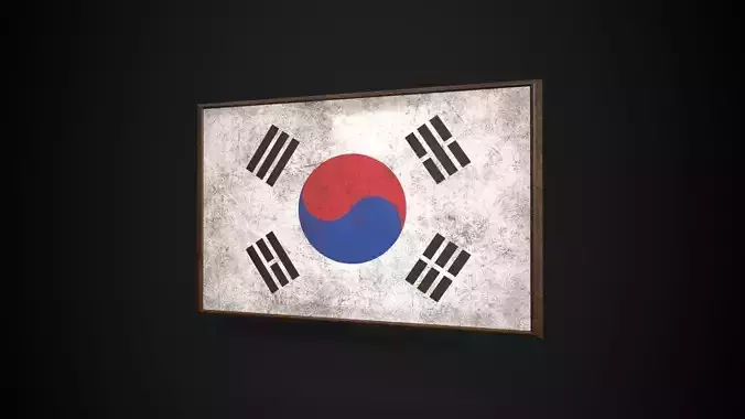 Old Picture Frame With  Republic of Korea -South Korea Flag Low-poly 3D model