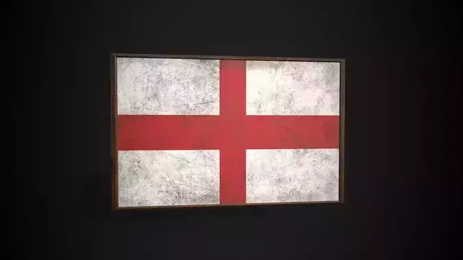 Old Picture Frame With  Republic of Genoa Flag - Game Ready Low-poly 3D model