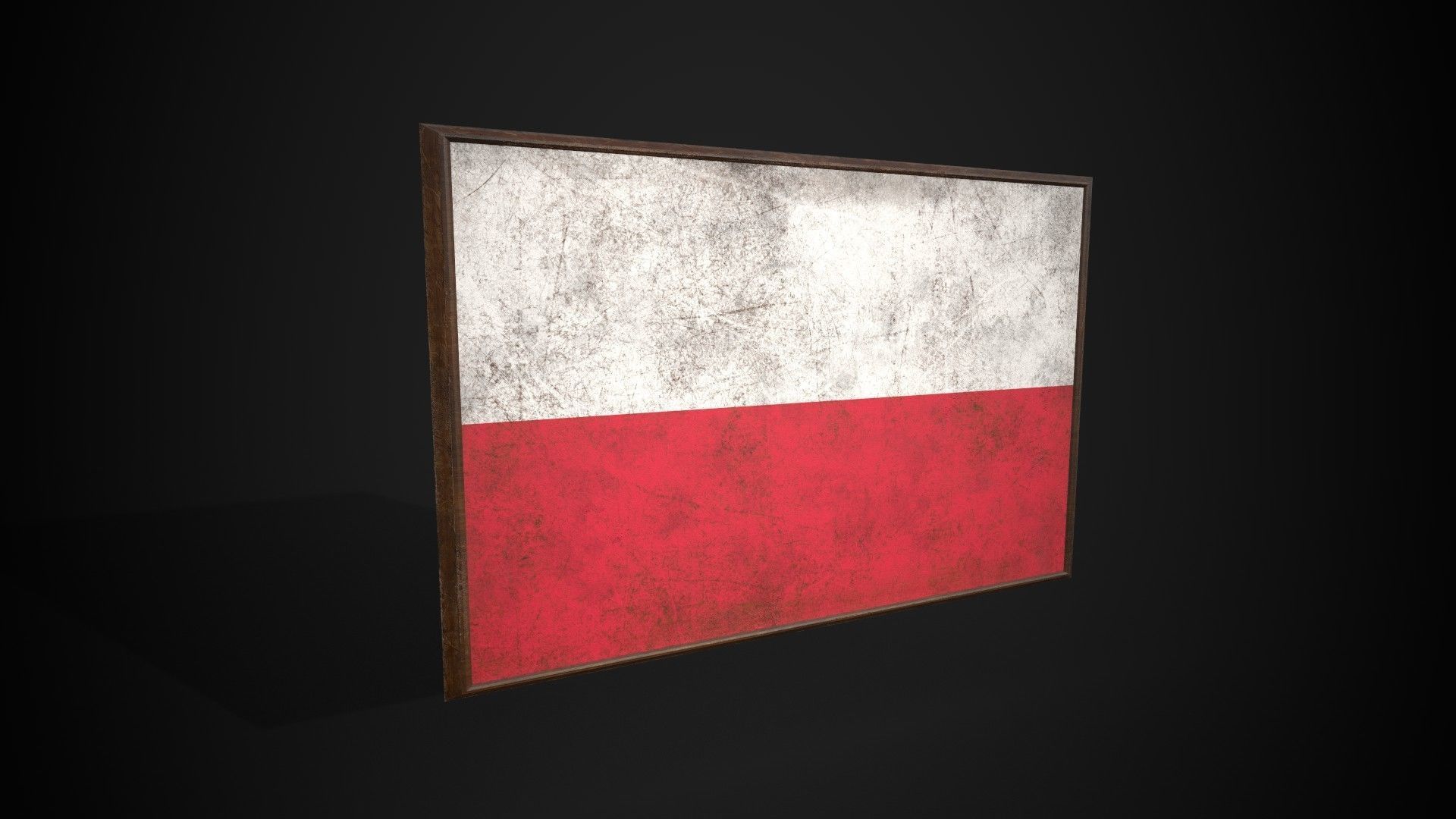 Old Picture Frame With Poland Flag - Game Ready PBR Low-poly 3D model_3