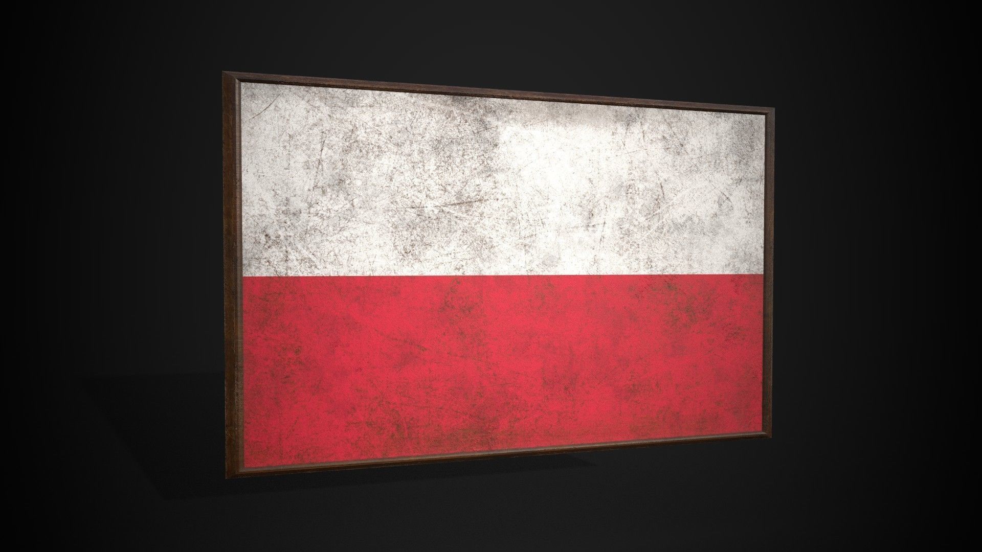 Old Picture Frame With Poland Flag - Game Ready PBR Low-poly 3D model_4