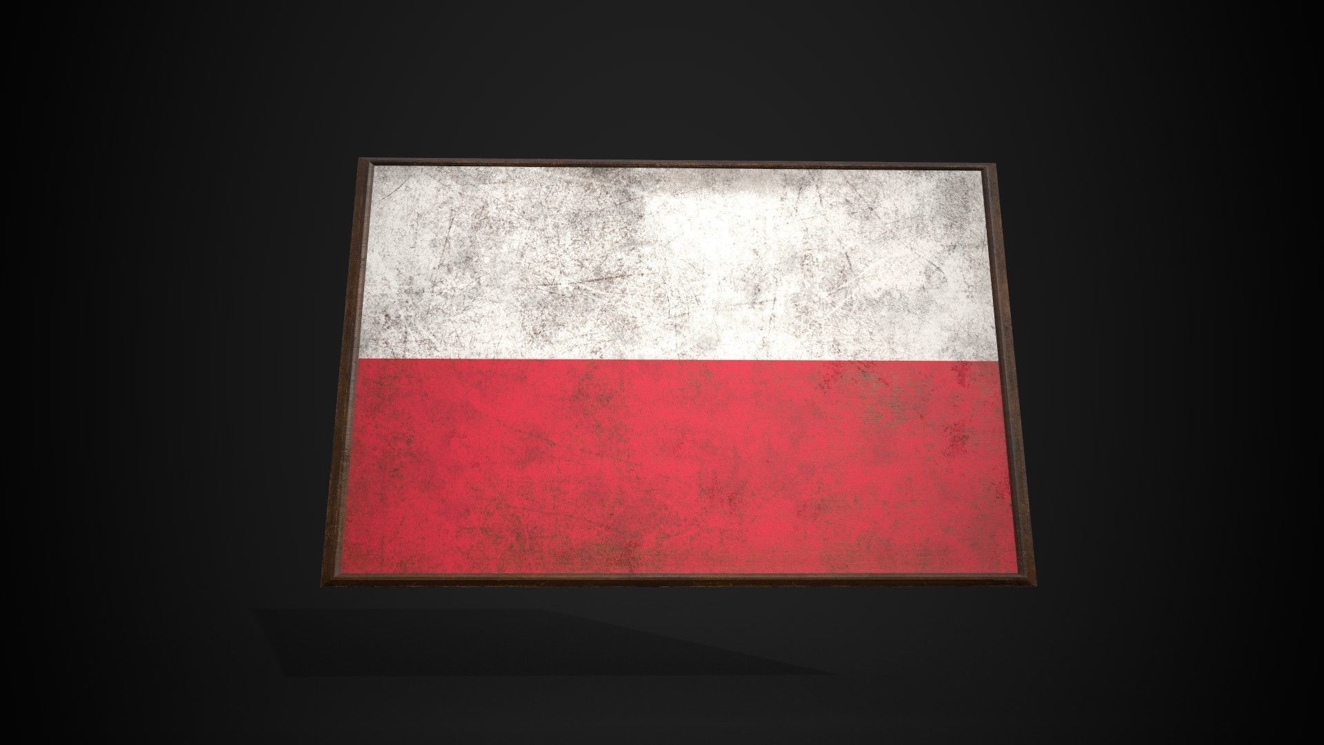 Old Picture Frame With Poland Flag - Game Ready PBR Low-poly 3D model_1