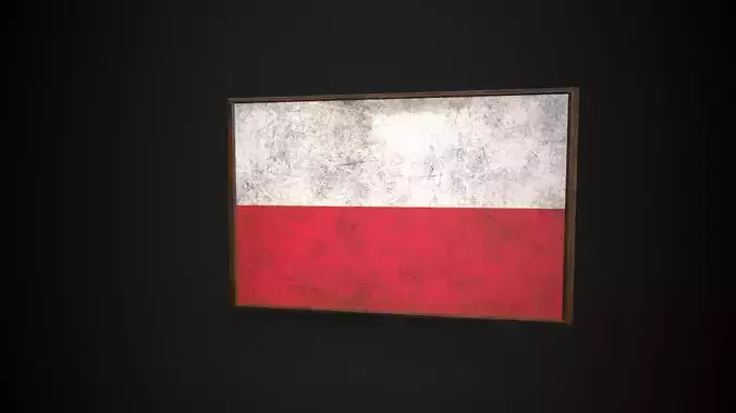 Old Picture Frame With  Poland Flag - Game Ready PBR   Low-poly 3D model