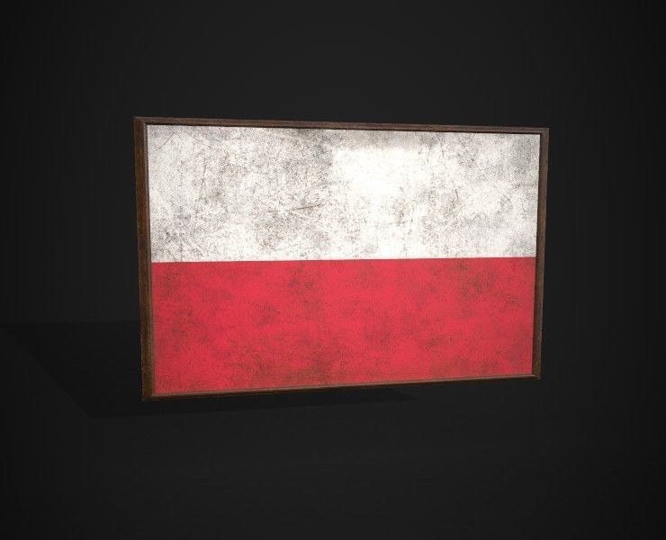 Old Picture Frame With Poland Flag - Game Ready PBR Low-poly 3D model_5