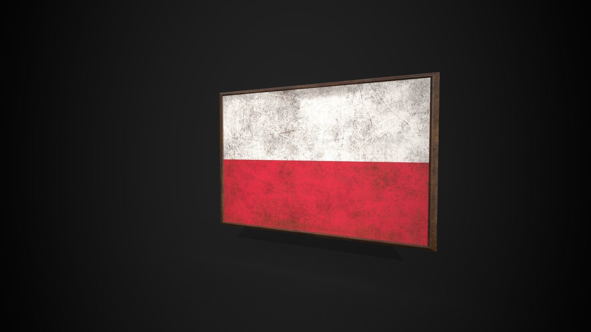 Old Picture Frame With Poland Flag - Game Ready PBR Low-poly 3D model_2