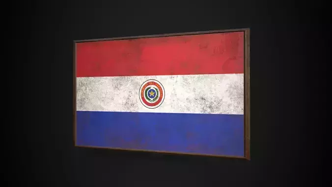 Old Picture Frame With Paraguay Flag - Game Ready PBR  